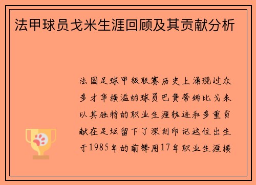 法甲球员戈米生涯回顾及其贡献分析